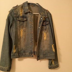 Distressed Ripped Denim Jacket